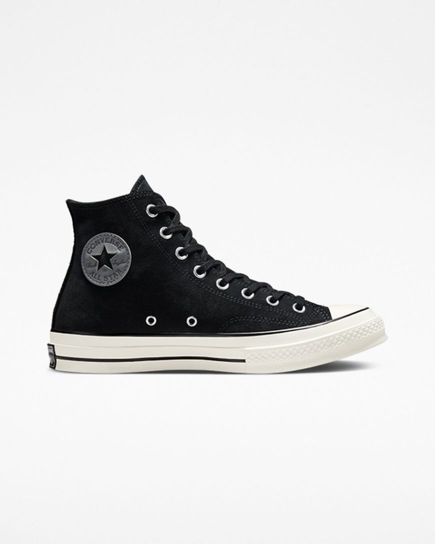 Tenisi Inalti Dama Converse Chuck 70 Piele Intoarsa Negrii | RO XCWTS160